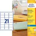 Produktbild: AVERY Zweckform Folien-Adressetiketten J8560-25 transparent 63,5 x 38,1 mm, 25 B