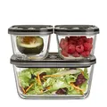 Produktbild: CASO VacuBoxx Eco-Set - 3 Vakuumbehälter aus Borosilikatglas, BPA-Frei, inkl. Vakuumierschlauch & Adapter für alle CASO Vakuumierer/Handpumpe, hitzebeständig, spülmaschinenfest, gefriergeeignet