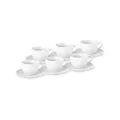 Produktbild: KARACA Seashell - Teetassen Set Mit Untertasse 6er, Kaffeetassen 12 Stück, Teeservice Porzellan, 200 ml Kaffee, Cappuccino, Tee Tassen Set & Untertassen Muscheldesign - Weiß