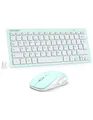 Produktbild: TECKNET Kabelloses Tastatur Maus Set, Deutsch QWERTZ Layout, 2.4 GHz Funk Mini Tastatur Mouse, 15m Reichweite Verbindung, Wireless Leise Funktastatur mit Maus für PC, Laptop, Smart TV, Grün
