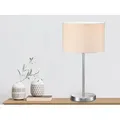 Produktbild: Große Tischleuchte Hotel Silber Mit Stoffschirm Weiß, Höhe 55cm