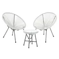Produktbild: SVITA BALI Balkon Möbel Set Lounge Garnitur Relax Egg-Chair Flecht-Design Weiß