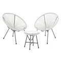 Produktbild: SVITA BALI Balkon Möbel Set Lounge Garnitur Relax Egg-Chair Flechtdesign Weiß