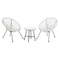 Produktbild: Balkon Möbel Set Lounge Garnitur Relax Egg-Chair Flechtdesign BALI B-Ware Weiß