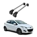 Produktbild: OMAC Dachträger Querträger kompatibel mit Mazda2 mk2 2007-2014 – 2 Stangen – Abschließbar – Aluminium Silber