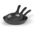 Produktbild: BRATmaxx Bratpfannen aus Aluminum im 3tlg.-Set ⌀20, 24, 28| Induktion + alle Herdarten & Backofen | Pfannen 2-fach antihaftbeschichtet | Beschichtete Pfannen in Granit-Optik | Fettarm braten