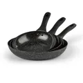 Produktbild: Bratpfannen 3er Set 20 24 28 cm Grillpfanne Kochpfanne Granit-Look antihaft