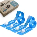 Produktbild: valonic Iceland - 4X 1m Kurze Spanngurte mit Pad, 25mm, 250kg, TÜV Rheinl. / GS Zertifiziert EN-12195-2 - Spanngurt mit Klemmschloss für Fahrradträger, Fahrrad, Kajak, kurz, blau
