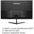 Produktbild: MEDION P52218 (MD 20150) 54,6 cm (22 Zoll) Full HD Widescreen Monitor (FHD, 16:9, HDMI, VGA, Anti Flicker, Anti Glare, Anti Blue-Light, mehrsprachi...