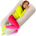 Produktbild: Amilian XXL Stillkissen - Nursing Pillow - Seitenschläferkissen mit Bezug, Lagerungskissen für Schwangerschaft, Schlaf und Stillzeit – waschbarer Bezug - Cremiger Traum