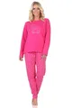 Produktbild: Normann Niedlicher Damen Pyjama Schlafanzug Langarm mit süßem Teddy-Motiv und Punkten, Farbe:pink, Größe:40-42