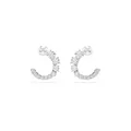 Produktbild: Swarovski Matrix Kreolen, Weiße, Rhodinierte Ohrringe mit Kristallperle und Strahlenden Swarovski Kristallen im Rundschliff