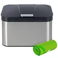 Produktbild: ONVAYA® Biomülleimer für die Küche | Komposteimer mit Deckel | Abfallbehälter aus Edelstahl für Biomüll | Bio Abfalleimer | geruchsfrei & luftdicht | 4,3 Liter (Edelstahl Silber mit Müllbeutel)
