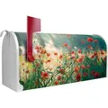 Produktbild: Banjado Amerikanischer Briefkasten Weiß 48x22x16cm US Mailbox Letterbox Postkasten Stahl Pulverbeschichtet Motiv Waldmohn