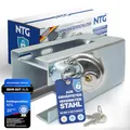 Produktbild: NTG – Anhängerschloss Rundschloss Diebstahlsicherung für Anhänger & Wohnwagen verzinktes Deichselschloss mit Schlüssel Kastenschloss für Anhängerkupplung robust & wetterfest Universal-Zubehör