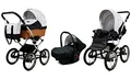 Produktbild: BabyLux Kinderwagen 3in1 mit Autositz für Kleinkinder – Kinderwagen für Neugeborene und Kleinkinder –– Baby Neugeborenen Kinderwagen – 59x105x125cm – Max 15kg – Black Dots Silver Frame