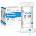 Produktbild: Health Press Mullbinden – Verbandsmaterial (10cm x 4m) 20 Rollen – Elastischer Binden Verband – Medizinprodukt – Dermatologisch getestete Fixierbinde – Bandage Ideal für Erste Hilfe & Wundversorgung