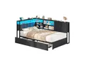 Produktbild: KIMENICH Polsterbett Jugendbett, Schlafsofa mit LED-Beleuchtung und USB-Ladestation (1-tlg., Ohne Matratze), Tagesbett mit Lattenrost aus Metall und 2 Schubladen, 90x200cm