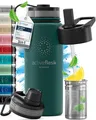 Produktbild: Trinkflasche Edelstahl ACTIVE FLASK + Strohhalm 3 Deckel BPA-frei, Auslaufsic...