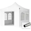 Produktbild: 3x3 m Faltpavillon, premium Stahl 40mm, Seitenteile mit Sprossenfenstern, weiß