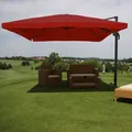 Produktbild: Gastronomie-Ampelschirm MCW-A96, 3,5x3,5m (Ø4,95m) Polyester/Alu 25kg Flap, bordeaux ohne Ständer, drehbar