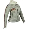 Produktbild: Alpha Speeds Bikerjacke Damen Leder Jacke Biker Freizeit Highway Jacke Weiß aus weichem Lammleder, mit Protektoren & Kapuze XXL