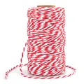 Produktbild: G2PLUS Rot Weiß Baumwollschnur, 2mm Geschenkschnur zum Einpacken von Geschenken, 100m Weihnachten Bastelschnur, Zweifarbige Dekoband Kordel für Adventskalender Weihnachten Geschenke Verpackt