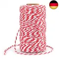 Produktbild: G2PLUS 100M Rot und Weiß Baumwolle Schnur, Bäcker Bindfäden Bastelschnur De