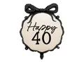 Produktbild: Folienballon 47x53cm Happy 40 - Ballon für Helium oder Luft - Luftballon mit Schleife für Geburtstag Jubiläum Jahrestag - Folienluftballon als Geburtstagsdeko Partydeko - Ivory Schwarz
