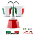 Produktbild: Bialetti Set Mini Express Rot, 2 Tassen + Direkt-Espressokanne aus Aluminium
