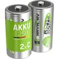 Produktbild: ANSMANN Akku C 2500mAh Baby NiMH 1,2V – 1000x wiederaufladbar (2 Stück) - Silber