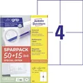 Produktbild: AVERY Zweckform 6601 Universal Etiketten (200 plus 60 Klebeetiketten extra, 105x148mm auf A4, Papier matt, bedruckbare Versandetiketten, selbstklebende Versandaufkleber mit ultragrip) 65 Blatt, weiß