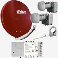 Produktbild: Fuba Sat Anlage 8 Teilnehmer - 2 Satelliten (z.B. Astra/Hotbird) | Satellitenschüssel Komplettset - DAA 850 R Sat-Schüssel 85cm Alu rot + 2X LNB + Multifeedschiene + Multischalter 8 Teilnehmer