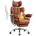 Produktbild: IWMH Bürostuhl, Ergonomischer Chefsessel mit Armlehne, Höhenverstellbarer Computerstuhl mit Kopfstützte und Fußstütze, Büro Schreibtischstuhl - Braun