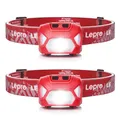 Produktbild: Lepro Stirnlampe, 1300 Lux LED XPG Kopflampe mit 6 Lichtmodi Scheinwerfer und Rotlicht, IPX4 spritzwassergeschütztes Gehäuse, Batteriebetrieben Stirnlampen, Ideal für Camping Joggen, Rot, 2 Stück
