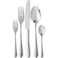 Produktbild: WMF Sitello Besteck Set 6 Personen, Cromargan, Essbesteck Set 30 teilig, Monobloc-Messer, Cromargan Edelstahl poliert, Hammerschlag, ergonomisch, glänzend, spülmaschinengeeignet, silber