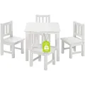 Produktbild: BOMI® Kindertisch mit 4 Stühlen aus Massiv Holz für Kleinkinder, Jungen und Mädchen - Weiß