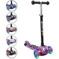 Produktbild: Habib 3D Kinderroller 3-Rad mit LED Licht | Klappbar & Verstellbar: Dunkellila - Violett