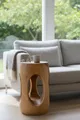 Produktbild: FaHome Beistelltisch Holz – Couchtisch Blumenhocker Hocker - (Abgerundet mit O- Ausschnitt Saman-Holz - 50x30x30 cm), Handgefertigt