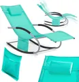 Produktbild: SoBuy OGS28-TB Sonnenliege Gartenliege wetterfest Liegestuhl Schaukelstuhl mit Kopfkissen Relaxliege Schaukelliege Strandliege bis 150 kg Helltürkis