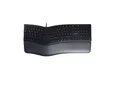 Produktbild: Cherry Tastatur KC 4500 ERGO, deutsches Tastaturlayout, USB, ergonomisch geformt, gepolsterte Handballenauflage, neigbar, mit USB-Kabel, schwarz