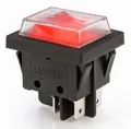 Produktbild: Wippenschalter Rot mit Wasserdichte Abdeckung 2 polig (4pin) 16A 250VAC 30x22mm