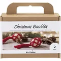 Produktbild: creativ company Bastelset Weihnachtskugeln Makramee 2 Stk. 4 Teile Holz Nylon FSC Zertifiziert Weihnachten DIY Deko Set
