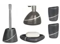 Produktbild: spirella Badaccessoires-Sets ETNA Stone, Zubehör-Set aus hochwertigem Polyresin, Naturstein Optik, 5 tlg., bestehend aus: WC-Bürste, Seifenspender, 2x Zahnputzbecher, Seifenschale, Polyresin, elegante Naturstein Optik, mit Silikon Schutzpads, stone-grau