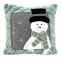 Produktbild: heimtexland Dekokissen Deko Kissenhülle Strick Kissen Bezug Applikation, süßer Schneemann I Winter Weihnachten I Rückseite Filz