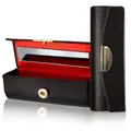Produktbild: Lippenstiftbox mit Spiegel: Lippenstift Organizer Schwarz mit Make Up Spiegel – Makeup und Schmuck Aufbewahrungsbox aus Samt mit Taschenspiegel, Lippenstiftetui mit Spiegel - Länge 8,7cm von Fantasia
