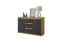Produktbild: Furnica Kommode MIKEL, 3 Schubladen und 2 Türen - Votan Eiche H75cm B120cm T35cm (1 St)