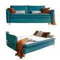 Produktbild: MIUFORM Charming Charlie Slim mit Bettkasten und mit Bettfunktion | 3 Sitzer Sofa | 225 x 90 x 85cm | Klappsofa mit Schlaffunktion | Schlafsofa klappbar (Pastelblau)