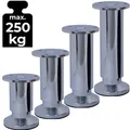 Produktbild: ID Dinkel 4er SET Möbelfüße Sofafuß Möbelbeine CHROM GLANZ Höhe 12 cm 38 mm belastbar bis 250 KG Sofa Bett