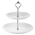 Produktbild: Tortenplatte 2-stöckig Weiß Glas – Agnes Servierplatte für Kuchen & Obst